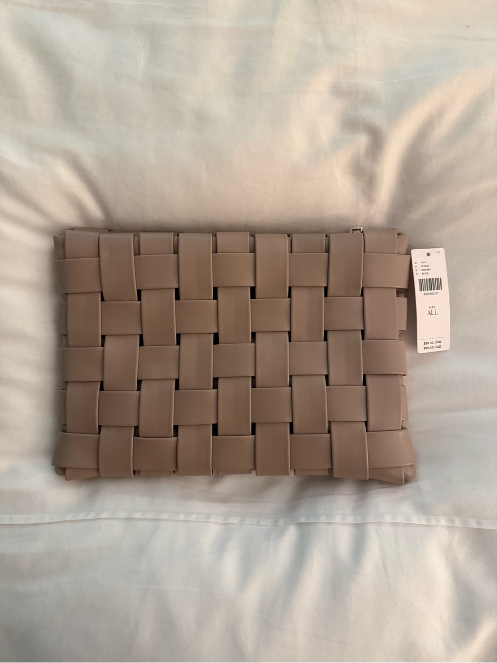 Anthropologie Woven Zip Pouch Clutch - Taupe